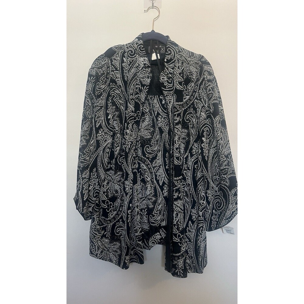 Alex Evenings Black Silver Elegant Party Paisley 3X 2 Piece Jacket Tank Set